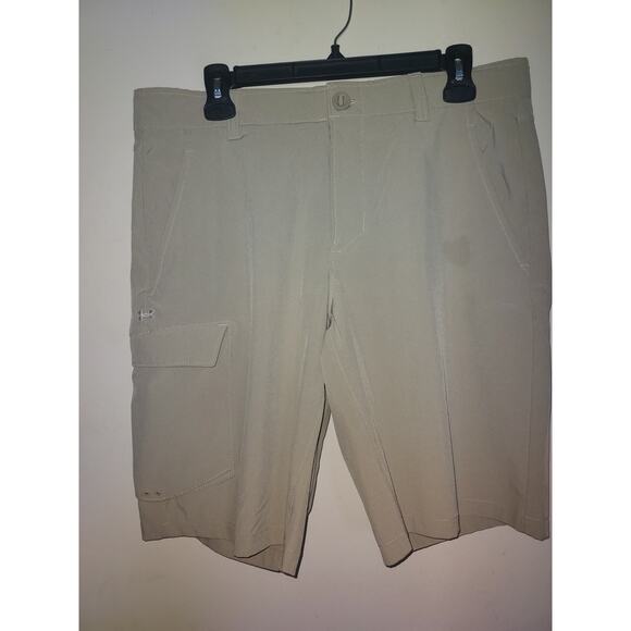 Under Armour Men's Cargo 34 Shorts UA Mantra 10″ HeatGear Casual Khaki - Picture 2 of 7